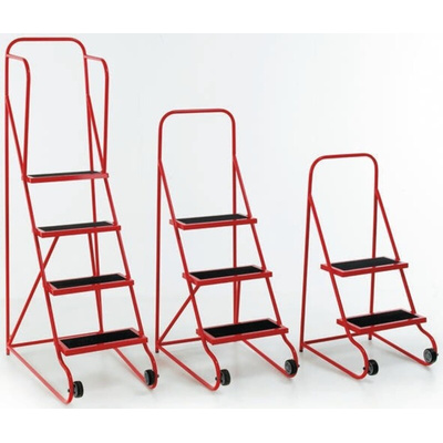 RS PRO 2 Tread Steel Steps 0.5m Platform Height, Red