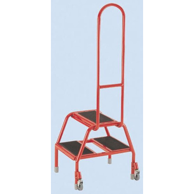 RS PRO 2 Tread Steel Steps 0.39m Platform Height, Red