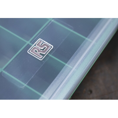 RS PRO 32 Cell Green PP Compartment Box, 57mm x 338mm x 260mm