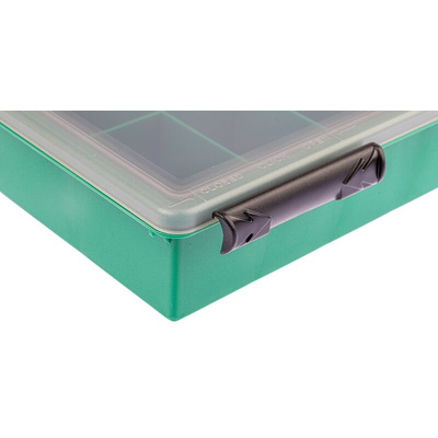 RS PRO 32 Cell Green PP Compartment Box, 57mm x 338mm x 260mm