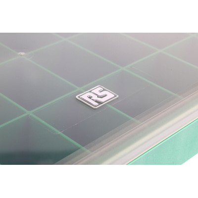 RS PRO 32 Cell Green PP Compartment Box, 57mm x 338mm x 260mm