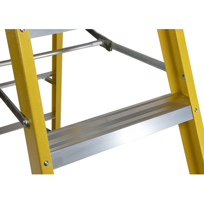 RS PRO Fibreglass 8 steps Step Ladder, 2.1m platform height
