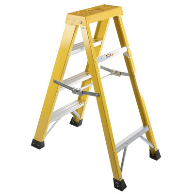 RS PRO Fibreglass 4 steps Step Ladder, 1.0m platform height