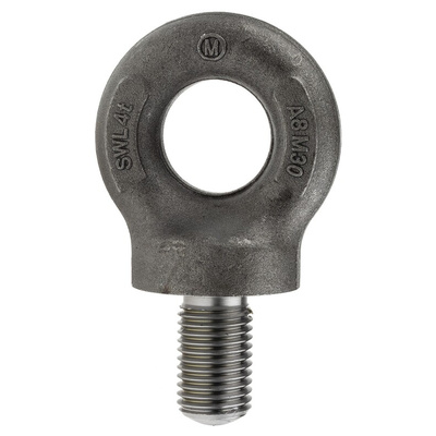 RS PRO Carbon Steel Eye Bolt, M30 Thread, 51mm Thread Length, 51mm Internal Eye Diameter, 96mm Outer Eye Diameter, 4t
