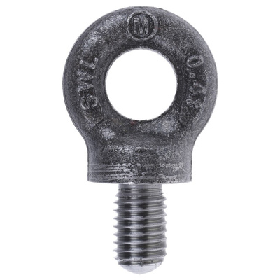 RS PRO Carbon Steel Eye Bolt, M10 Thread, 18mm Thread Length, 33mm Outer Eye Diameter
