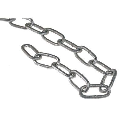 RS PRO Galvanised Steel Chain, 10m Length, 50 kg Lifting Load