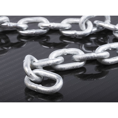 RS PRO Galvanised Steel Chain, 10m Length, 145 kg Lifting Load