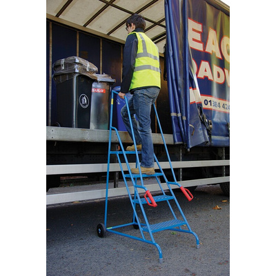 RS PRO 4 Tread Steel Steps 1m Platform Height, Blue