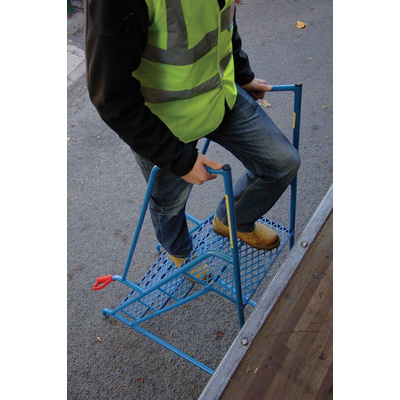RS PRO 4 Tread Steel Steps 1m Platform Height, Blue