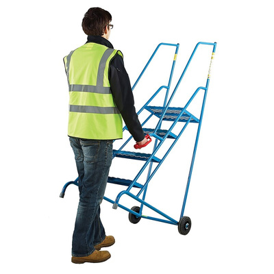 RS PRO 4 Tread Steel Steps 1m Platform Height, Blue
