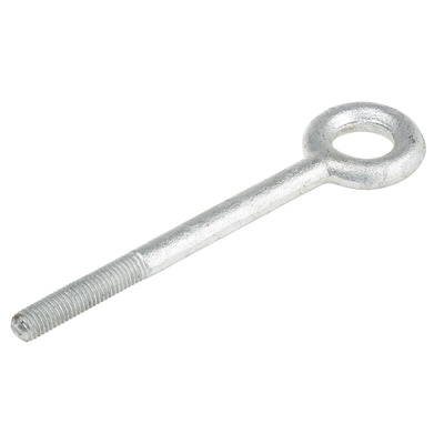 RS PRO Galvanised Metal Eye Bolt, M12 Thread, 50mm Thread Length, 24mm Internal Eye Diameter, 48mm Outer Eye Diameter