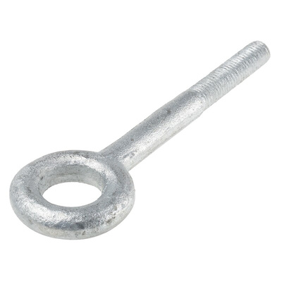 RS PRO Galvanised Metal Eye Bolt, M12 Thread, 50mm Thread Length, 24mm Internal Eye Diameter, 48mm Outer Eye Diameter