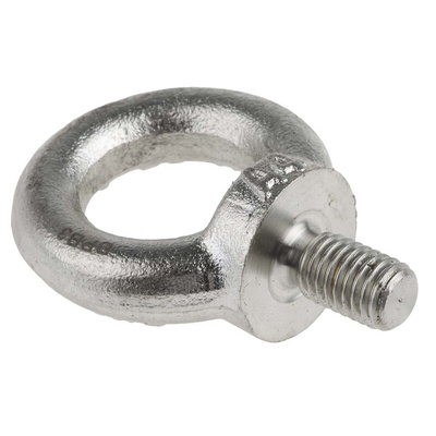 RS PRO Galvanised Steel Eye Bolt, M10 Thread, 17mm Thread Length, 25mm Internal Eye Diameter, 45mm Outer Eye Diameter