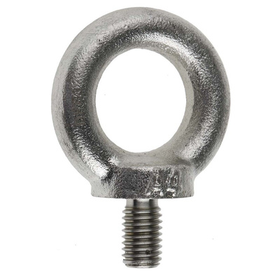 RS PRO Galvanised Steel Eye Bolt, M10 Thread, 17mm Thread Length, 25mm Internal Eye Diameter, 45mm Outer Eye Diameter