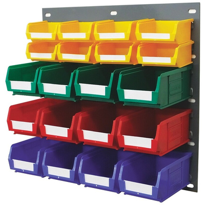 RS PRO PP Louvre Panel Storage Unit, 438mm x 457mm, Blue, Green, Red, Yellow