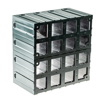 RS PRO 16 Drawer Storage Unit, Plastic, 208mm x 208mm x 132mm, Transparent