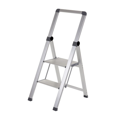 RS PRO 2 Tread Aluminium Steps 450mm Platform Height, Silver