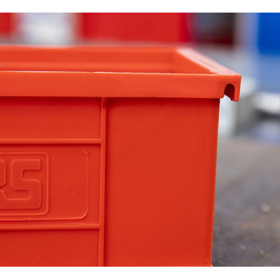RS PRO PP Storage Bin, 76mm x 101mm, Red