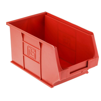 RS PRO PP Storage Bin, 130mm x 150mm, Red