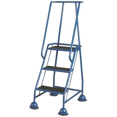 RS PRO 3 Tread Steel Steps 0.77m Platform Height, Blue