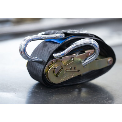 RS PRO 4m Clawhook Ratchet Strap, 45mm Wide, 1200kg Breaking Strain
