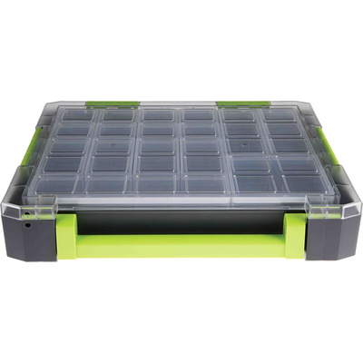 RS PRO 16 Cell Transparent, Grey, Green PP Compartment Box, 375mm x 325mm x 70mm