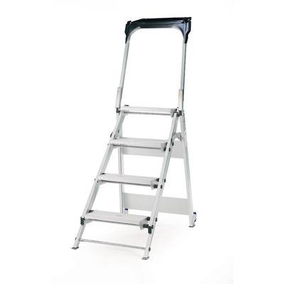 RS PRO 4 Tread Aluminium Steps 0.88m Platform Height, Silver