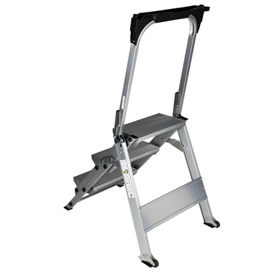 RS PRO 3 Tread Aluminium Steps 0.66m Platform Height, Silver