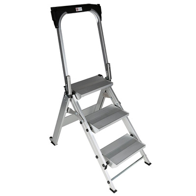 RS PRO 3 Tread Aluminium Steps 0.66m Platform Height, Silver