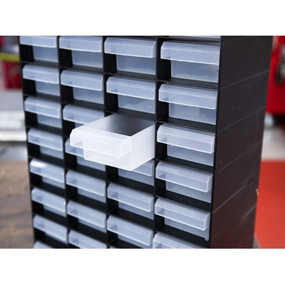 RS PRO 40 Drawer Unit, Plastic, 420mm x 270mm x 130mm, Black