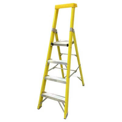 RS PRO Fibreglass 4 steps Step Ladder, 0.94m platform height