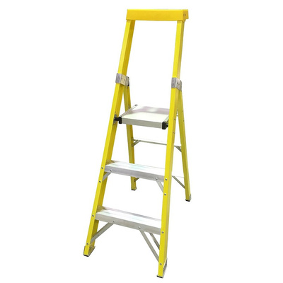 RS PRO Fibreglass 3 steps Step Ladder, 0.71m platform height