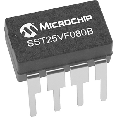 Microchip 8Mbit Serial-SPI Flash Memory 8-Pin SOIC, SST25VF080B-50-4I-S2AE