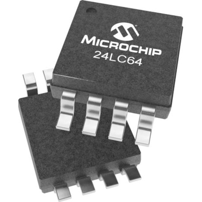 Microchip 24LC64T-I/MS, 64kbit EEPROM Memory Chip, 900ns 8-Pin MSOP Serial-I2C