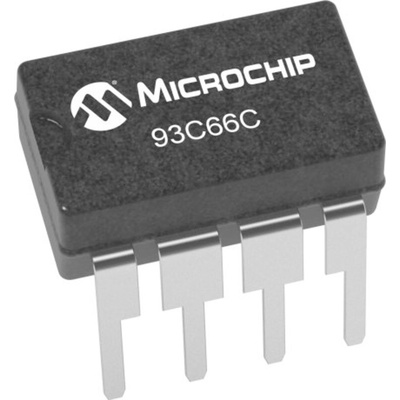 Microchip 93C66C-I/P, 4kbit EEPROM Memory Chip, 200ns 8-Pin DIP Serial-Microwire