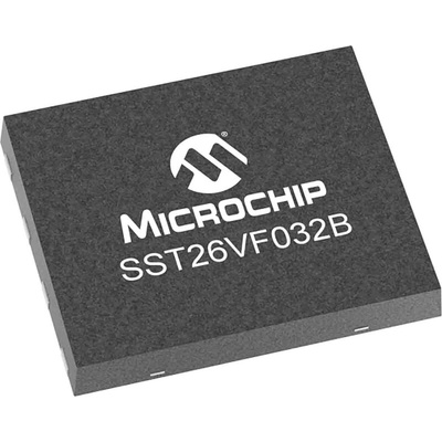 Microchip NOR 32Mbit SPI Flash Memory 8-Pin WDFN-S-8, SST26VF032BT-104I/MF