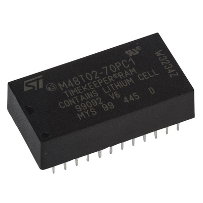 STMicroelectronics 16kbit 70ns NVRAM, 24-Pin PCDIP, M48T02-70PC1