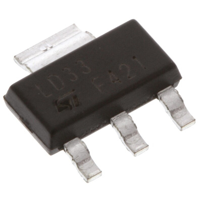 STMicroelectronics LD1117S33CTR, 1 Low Dropout Voltage, Voltage Regulator 1.3A, 3.3 V 3+Tab-Pin, SOT-223