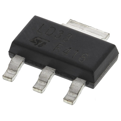 STMicroelectronics LD1117S33TR, 1 Low Dropout Voltage, Voltage Regulator 1.3A, 3.3 V 3+Tab-Pin, SOT-223