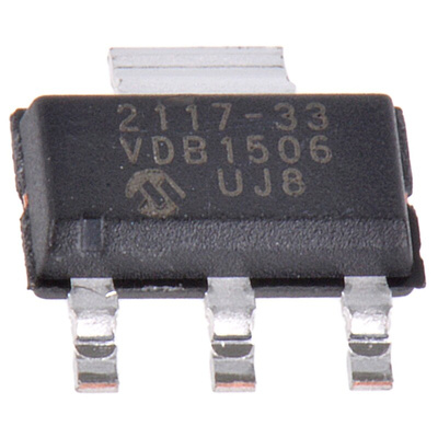 Microchip TC2117-3.3VDBTR, 1 Low Dropout Voltage, Voltage Regulator 800mA, 3.3 V 3+Tab-Pin, SOT-223