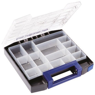 Raaco 15 Cell Grey PC, PP Compartment Box, 55mm x 298mm x 284mm
