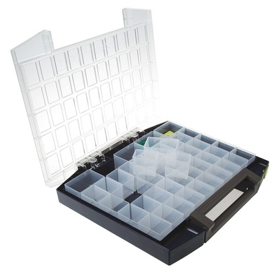 Raaco 45 Cell Grey PC, PP Compartment Box, 55mm x 421mm x 361mm