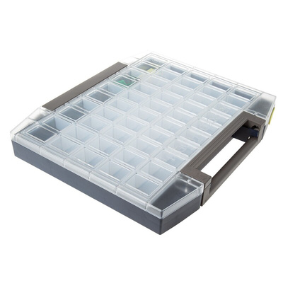 Raaco 45 Cell Grey PC, PP Compartment Box, 55mm x 421mm x 361mm