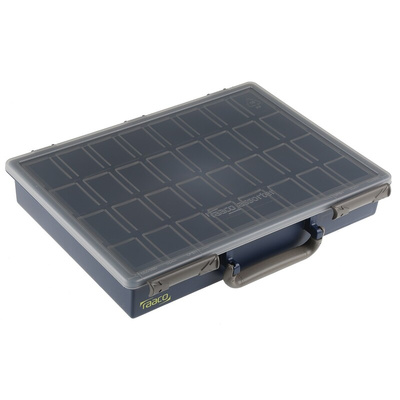 Raaco 32 Cell Black, Transparent PP, Adjustable Compartment Box, 57mm x 338mm x 261mm