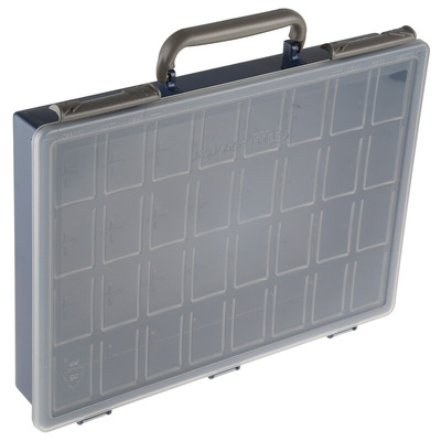 Raaco 32 Cell Black, Transparent PP, Adjustable Compartment Box, 57mm x 338mm x 261mm