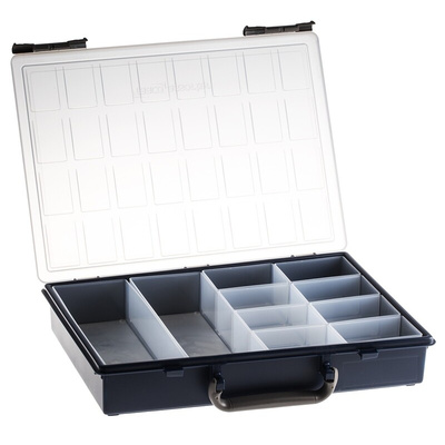 Raaco 10 Cell Blue PP Compartment Box, 57mm x 338mm x 261mm