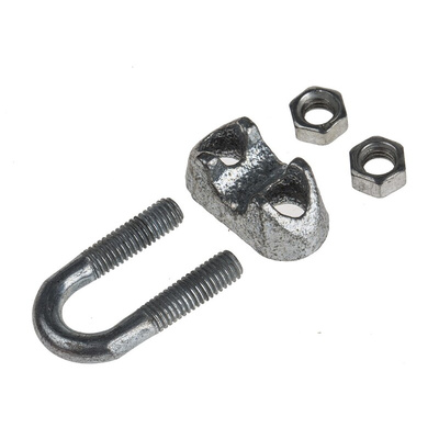 RS PRO Carbon Steel (U-Bolt), Steel (Bridge) 6mm Diameter Wire Rope Grip