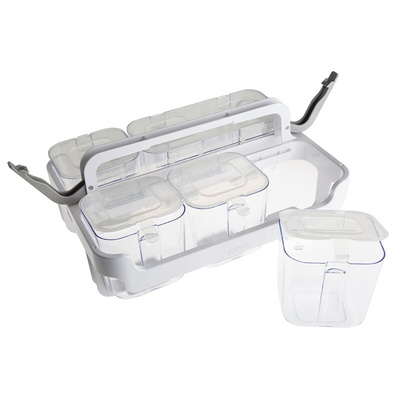 RS PRO 64 Cell Clear Plastic Compartment Box, 195mm x 370mm x 290mm