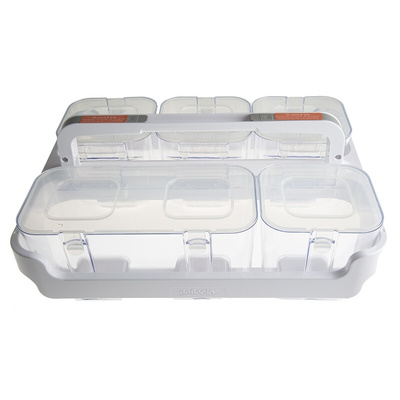 RS PRO 64 Cell Clear Plastic Compartment Box, 195mm x 370mm x 290mm