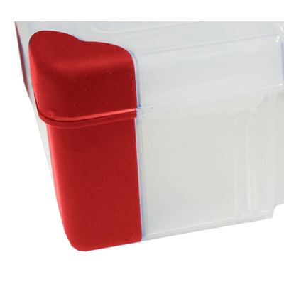 RS PRO 5 Cell Transparent Red Polypropylene Compartment Box, 30mm x 140mm x 80mm